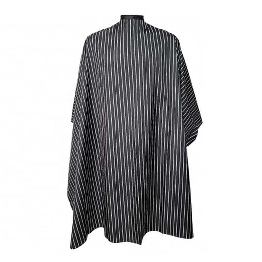 White Smoke H&R  Barber Cape  Black with White Stripes  Hook