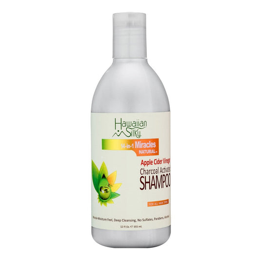 White Smoke HAWAIIAN SILKY 14 In 1 Miracles Natural Apple Cider Vinegar Charcoal Activated Shampoo (12oz)