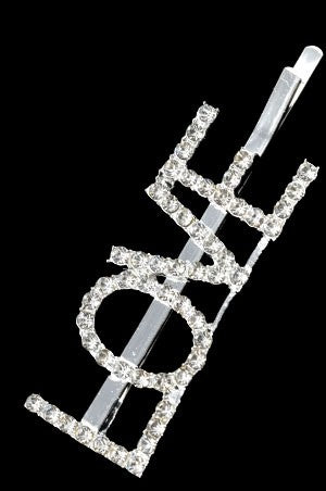 Black Hair Pin -Love #93033 Silver -dz
