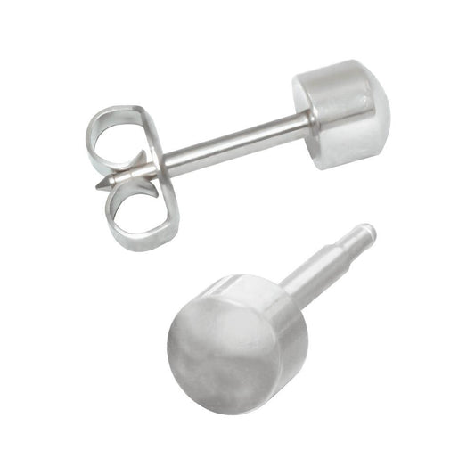 White Smoke STUDEX Large Silver Stud Piercing Earrings 1 pair