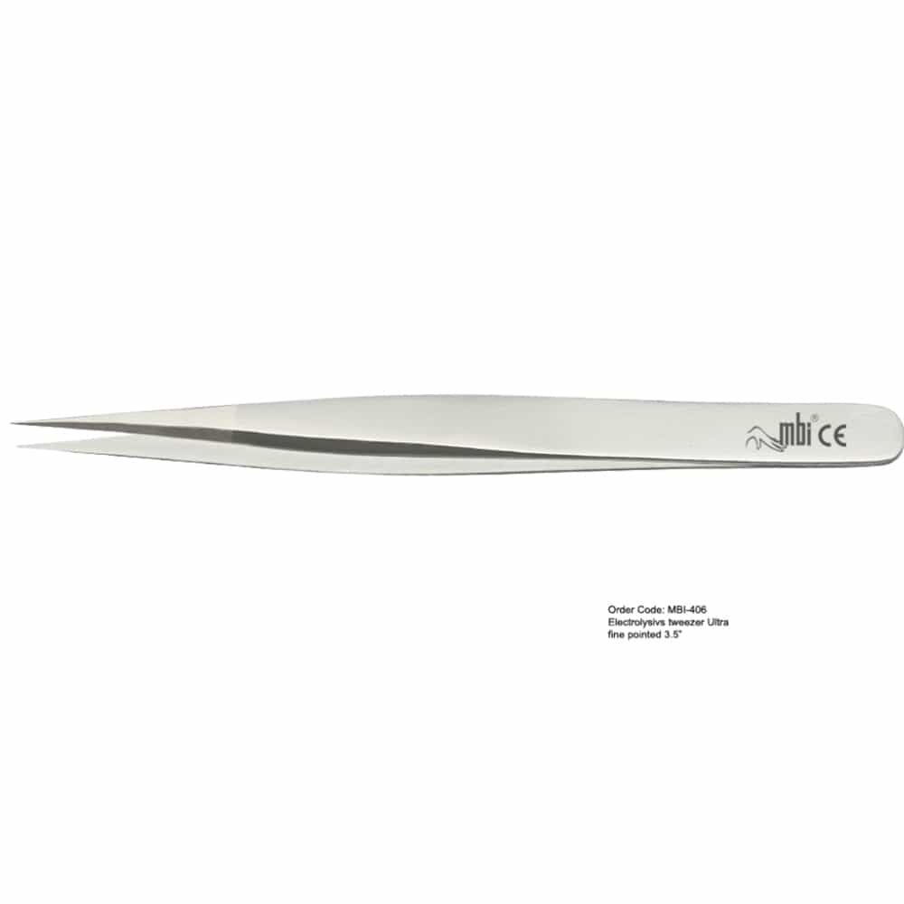 White Smoke MBI-406 Electrolysis Tweezer Fine Pointed Size 3.5"