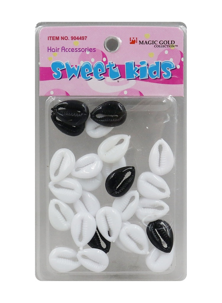 Magic Gold Plastic Bead Shell #904497 Black/White -pc