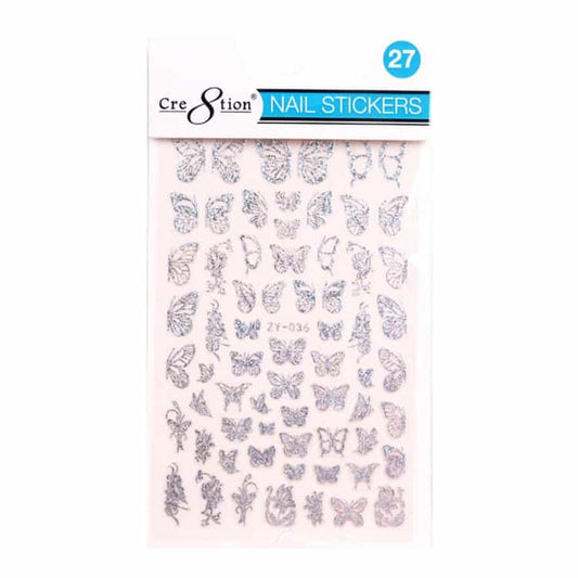 White Smoke Cre8tion Nail Art Sticker Butterfly 27 1101-1138