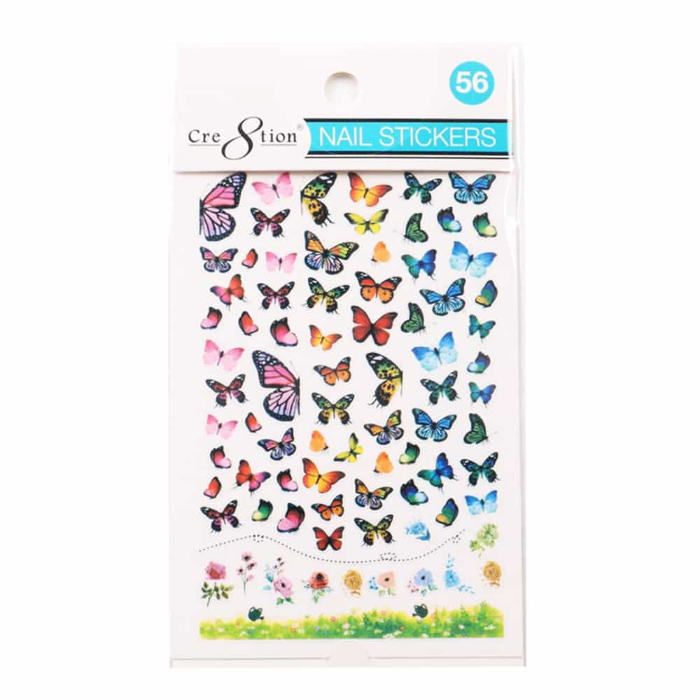 White Smoke Cre8tion Nail Art Sticker Butterfly 56 1101-1187