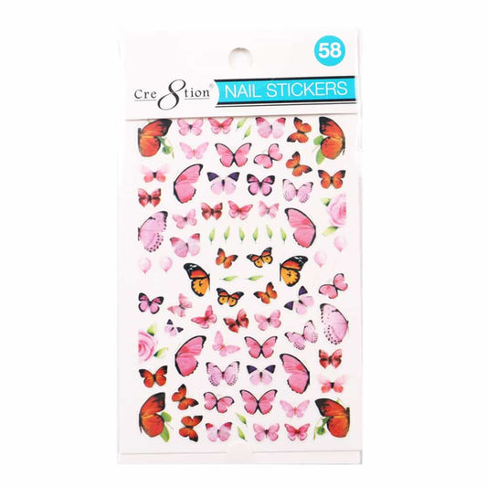 White Smoke Cre8tion Nail Art Sticker Butterfly 58 1101-1189
