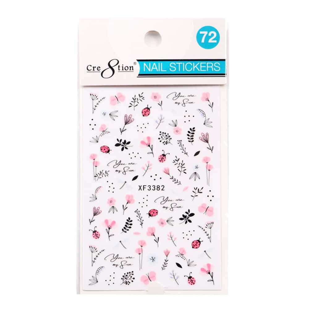 White Smoke Cre8tion Nail Art Sticker Butterfly 72 1101-1203