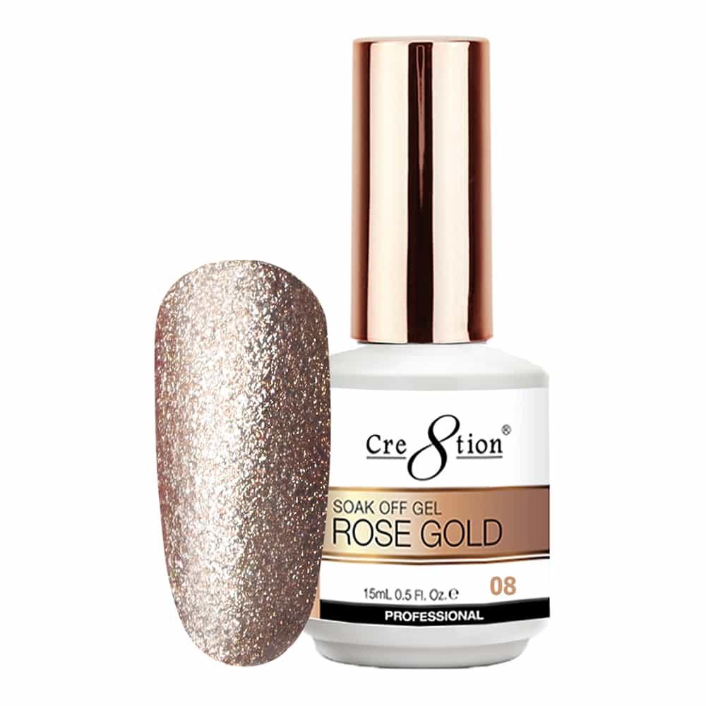 White Smoke Cre8tion Rose Gold 08 Soak Off Gel 0.5 fl oz/15 ml 0916-3131