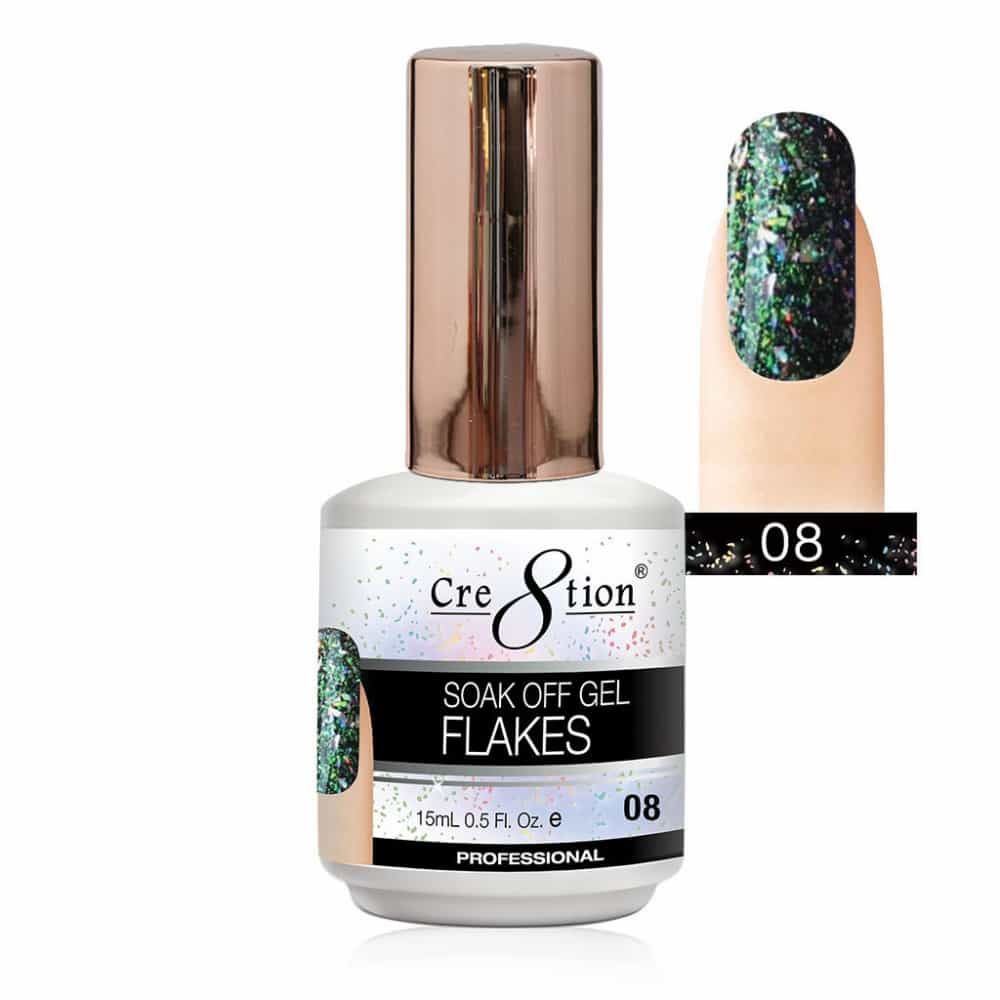 White Smoke Cre8tion Soak Off Gel Flakes 0.5 oz/15ml 0916-1638