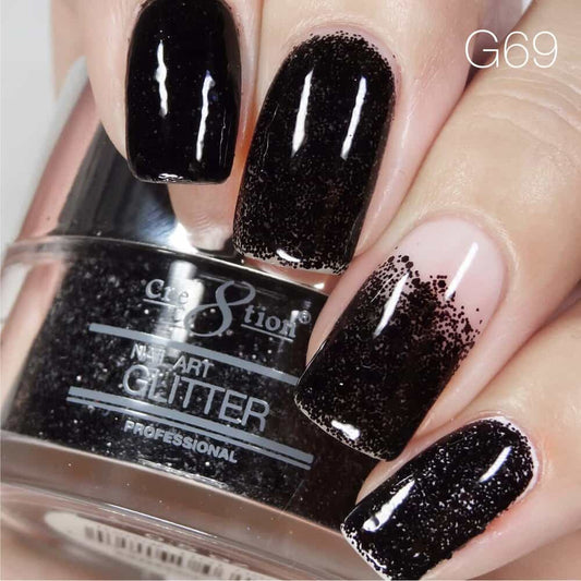 Black Cre8tion Nail Art Glitter 1 fl oz/30g Glitter 69