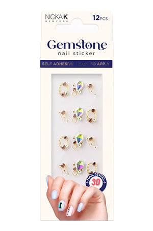 White Smoke NK Gemstone Nail Sticker 05-pc