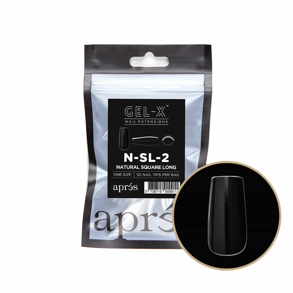 White Smoke Apres Gel-X Individual Tips Natural Square Long 50PK NSL2