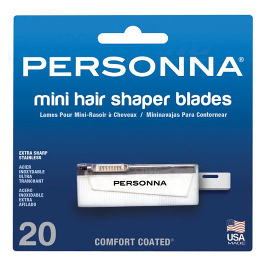 Midnight Blue PERSONNA Mini Hair Shaper Blades [1 Dispenser of 20 Blades]