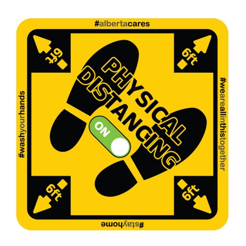 Black Physical Distancing Floor Sticker