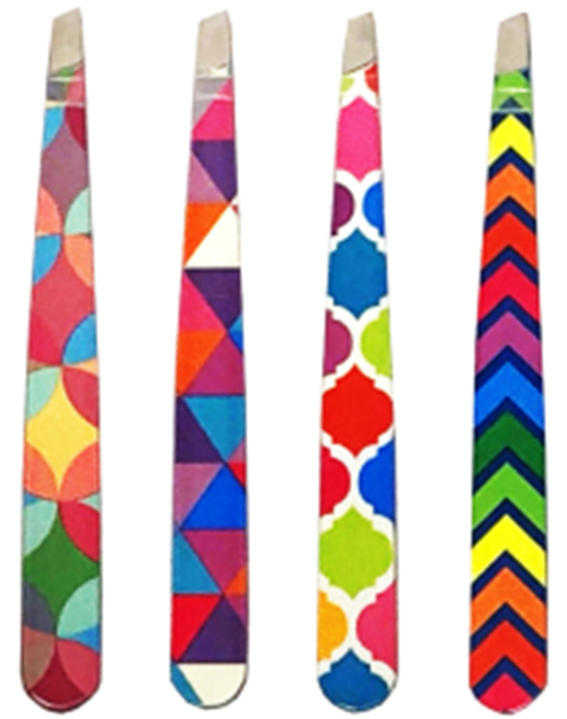 White Smoke DENCO GEO Assorted Pattern Slant Tip Tweezers