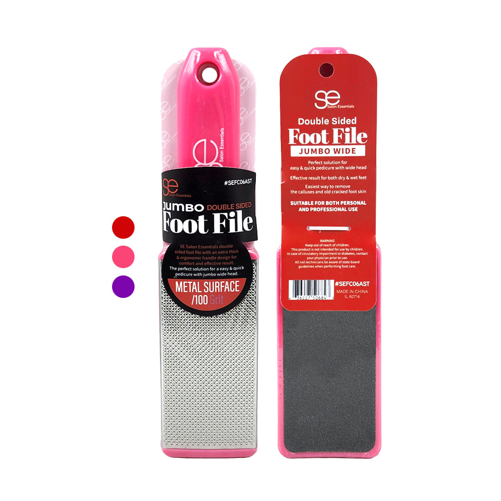 Salon Essentials Jumbo Wide Double Sided Metal Foot File #SEFC06AST -pc