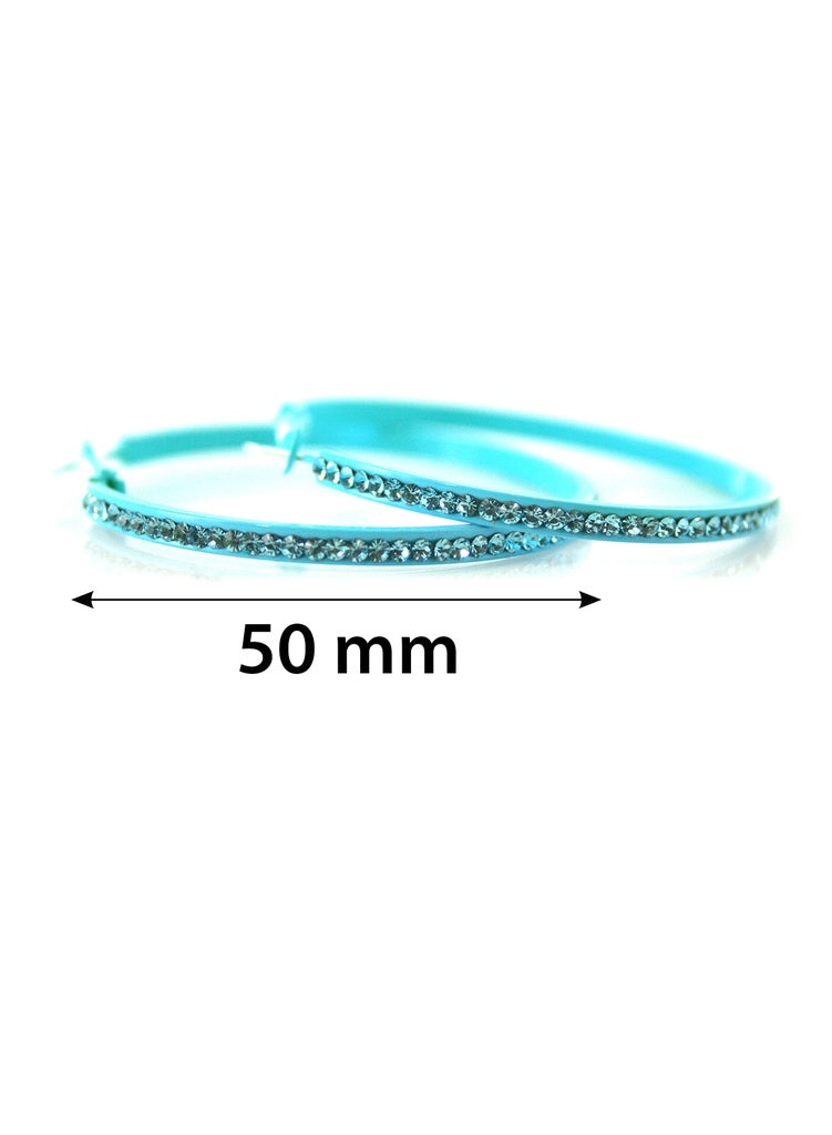 Stone Hoop Earring COLOR 5.0 #3540 SeaBlue 5.0 -pair