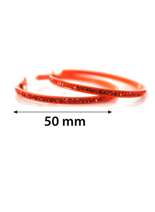 Stone Hoop Earring COLOR 5.0 #3542 Orange 5.0 -pair