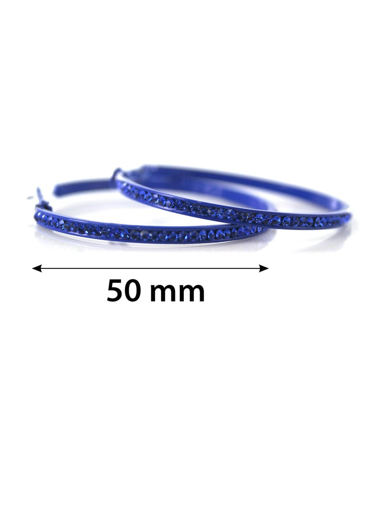 Stone Hoop Earring COLOR 5.0 #4023 Blue(RoyalBlue) 5.0 -pair