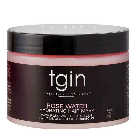 Black TGIN Rose Water Smoothing Hydrating Hair Mask (12oz)