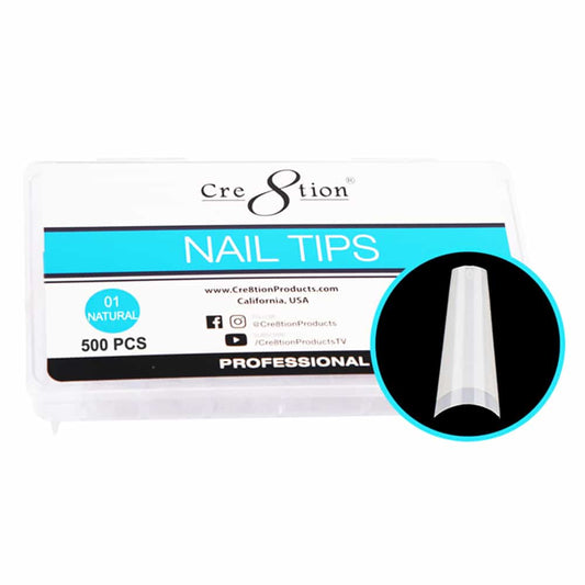White Smoke Cre8tion Nail Tips 500pcs 01 Natural Coffin 15130