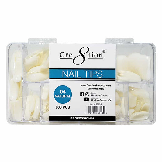 Light Gray Cre8tion Nail Tips 600pcs 04 Natural Short Almond 15136