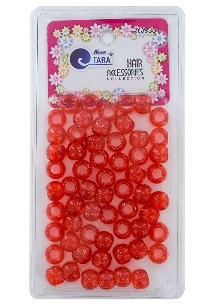 Tara Bead (M) #9381 Glitter Clear Red -pc