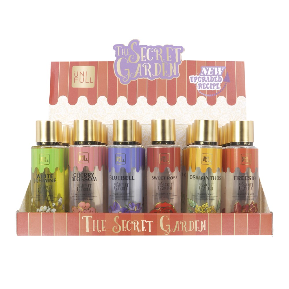 UNI FULL The Secret Garden Fragrance Mist Display (250ml, 6 Flavors X 4 Each)