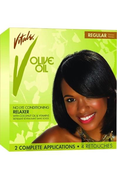 Black VITALE Olive Oil No Lye  Relaxer Kit 2App [Reg]