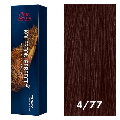 Black Wella Koleston Perfect Deep Browns 4/77 Medium Brown/Brown Intensive 2oz