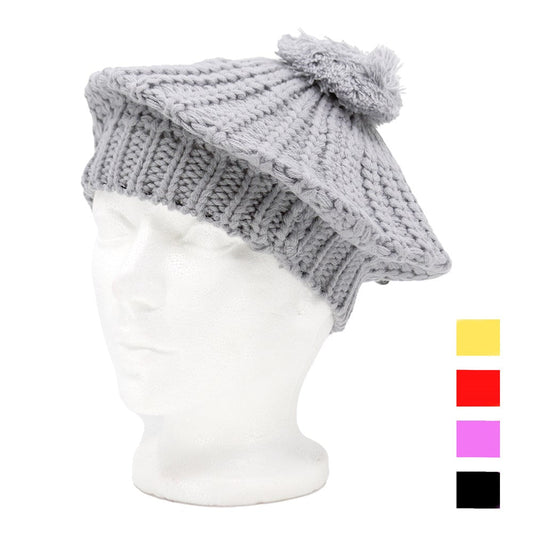 White Smoke KIM &amp; C Winter Ball Decorated Flat Hat (12pcs)