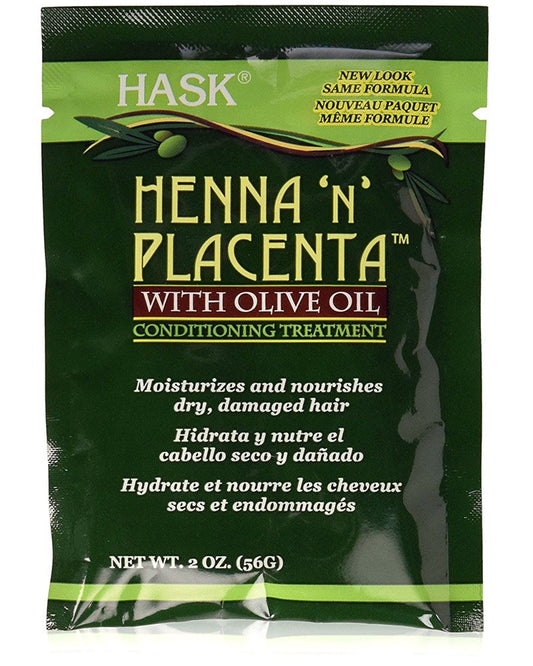 Black HASK HNP Henna 'N' Placenta Treatment Packet [Olive]  (2oz)