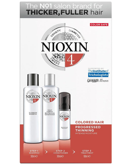 White Smoke NIOXIN Kit System 4 Cleanser (300ml) + Scalp Therapy (300ml) + Scalp Treatment (100ml)