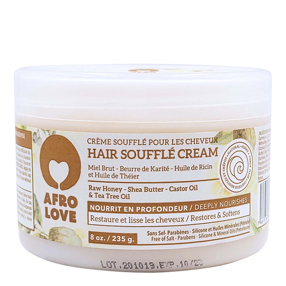 White Smoke AFRO LOVE Hair Souffle Cream with Raw Honey, Shea Butter &amp; Tea Tree Oil (8oz)