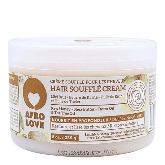 White Smoke AFRO LOVE Hair Souffle Cream with Raw Honey, Shea Butter &amp; Tea Tree Oil (8oz)