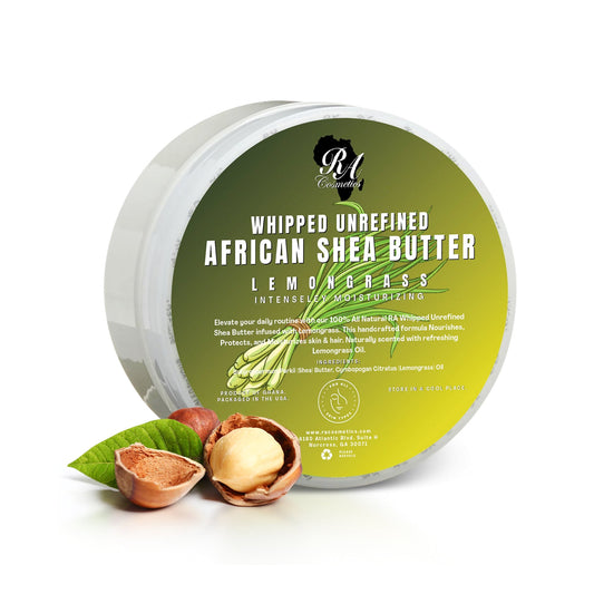 White Smoke RA COSMETICS 100% Pure African Shea Butter [Whipped] (6oz) - Lemongrass