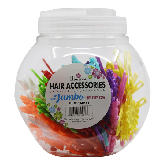 White Smoke MAGIC COLLECTION Jumbo Barrettes 100pcs in Jar