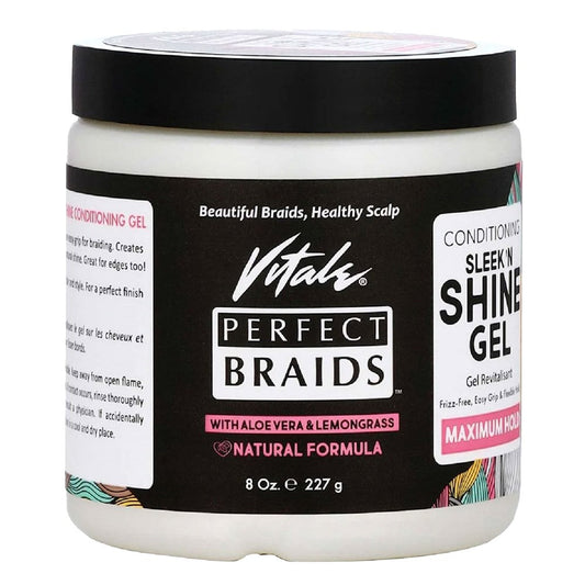Black VITALE PERFECT BRAIDS Conditioning Sleek Shine Gel  [Maximum Hold]