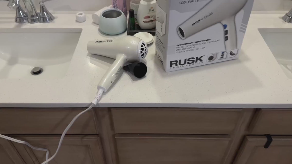 Rusk W8less Professional Lightweight Ceramic Tourmaline Hair Dryer, 2000 Watt